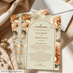 Programa Boda floral minimalista boho cobre marfil salvia