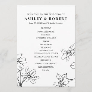Programa Boda floral moderna en blanco y negro