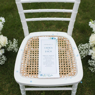 Programa Boda floral moderno de color azul botánico mínimo