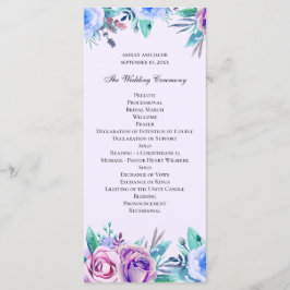 Programa Boda floral morado y azul. Flores acuáticas