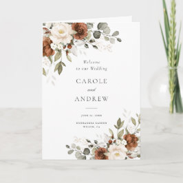 Programa Boda Floral Plegada Verde Beige Oro Óxido