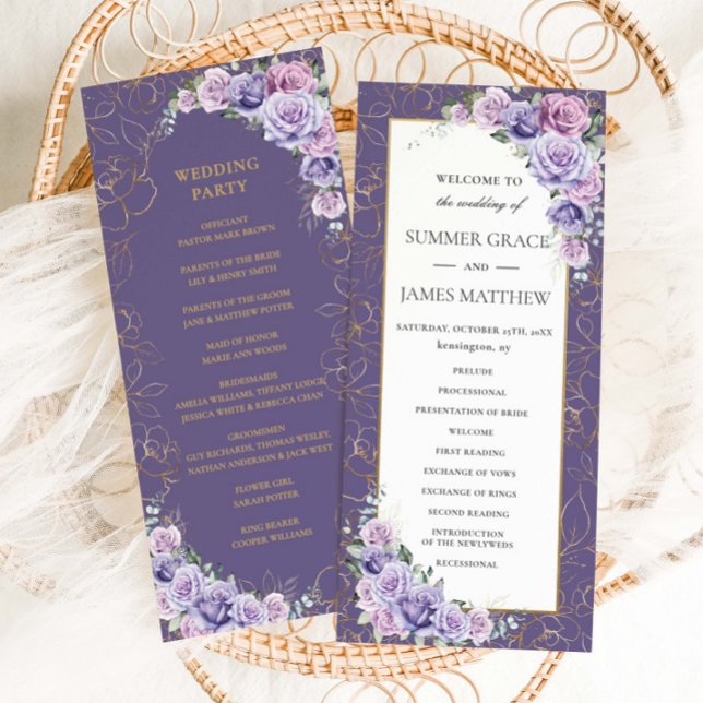 Programa Boda floral Purple Lilac Lavender Line Art (Subido por el creador)