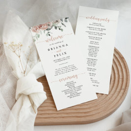 Programa Boda floral rosa rosa rosado clásico