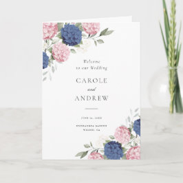 Programa Boda Floral Rosa y Azul Marino de Hortensias Dobla