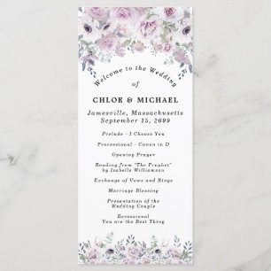 Programa Boda floral Rustic Purple Rosa