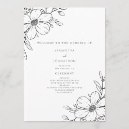 Programa Boda floral simple en blanco y negro