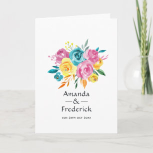 Programa Boda floral turquesa, amarilla y rosa