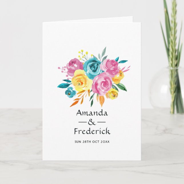 Programa Boda floral turquesa, amarillo y rosa (Anverso)
