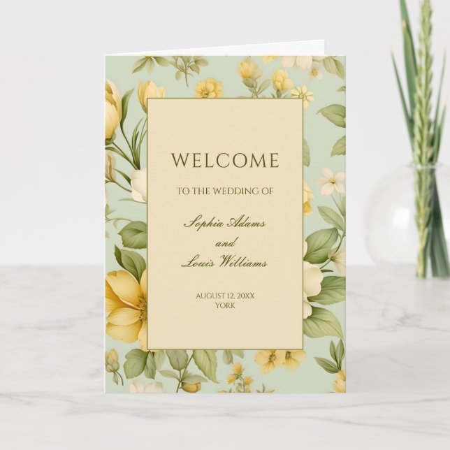 Programa Boda floral verde suave y beige (Anverso)
