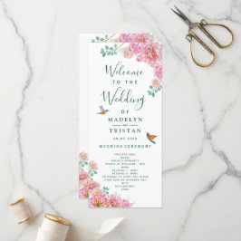 Programa Boda Floral Verde y Rosa Delicada Acuarela