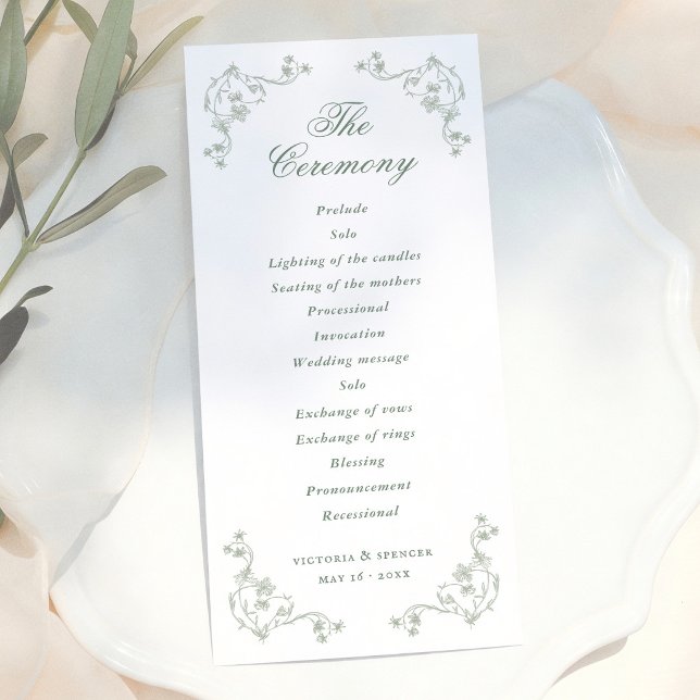 Programa Boda Floral Vintage Verde Salvia (Subido por el creador)