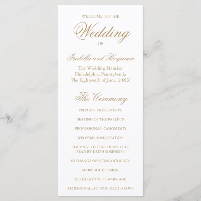 Programa Boda Formal Elegante Oro Tradicional (Anverso)
