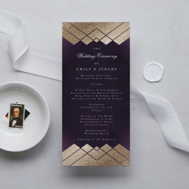 Programa Boda Gatsby Geométrico Purple Gold (Subido por el creador)