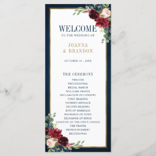 Programa Boda Geométrico Navy Blue Rubor Burgundy Gold