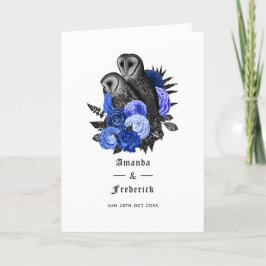 Programa Boda Gótica de Búhos Florales Azul Real