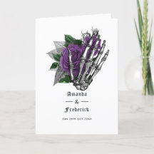 Boda Gótica de Esqueleto Floral Púrpura