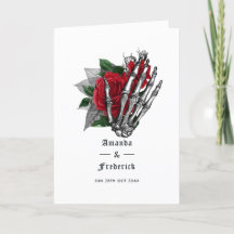Boda Gótica Esqueleto Floral Rojo