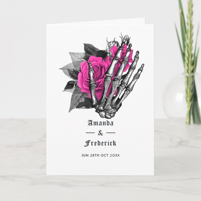 Programa Boda gótica floral rosa caliente (Anverso)