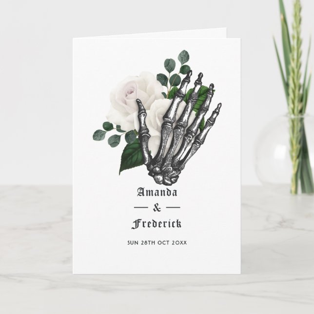 Programa Boda gótico floral floral blanco caprichoso (Anverso)