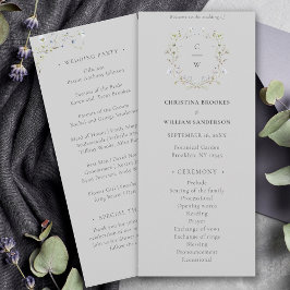 Programa Boda Gray Elegant Winter Wildflowers