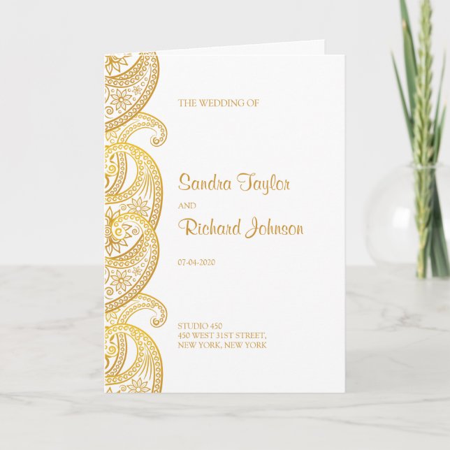 Programa Boda hindú tradicional Gold Paisley (Anverso)