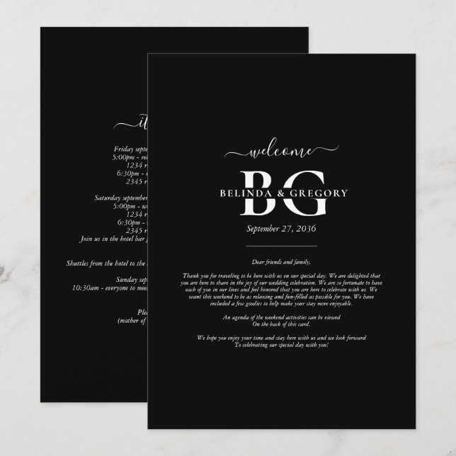 Programa Boda Itinerario de Iniciales de Monograma Blanco N (Anverso / Reverso)