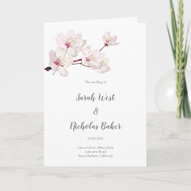 Programa Boda japonés Sakura con flores de cerezo rosa (Anverso)