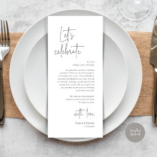 Programa Boda Lugar Configuración de la cena Fiesta Gracias