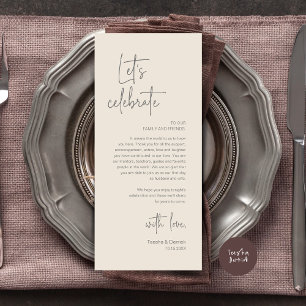 Programa Boda Lugar Configuración de la cena Fiesta Gracias