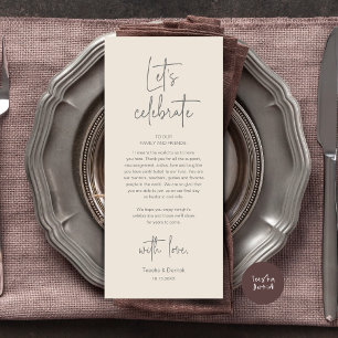 Programa Boda Lugar Configuración de la cena Fiesta Gracias