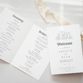 Programa Boda Minimal de Flor Silvestre Gris Atenuado Plega