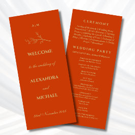 Programa Boda minimalista botánica con monograma de terraco