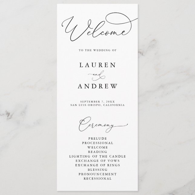 Programa Boda Minimalista elegante blanco y negro (Anverso)