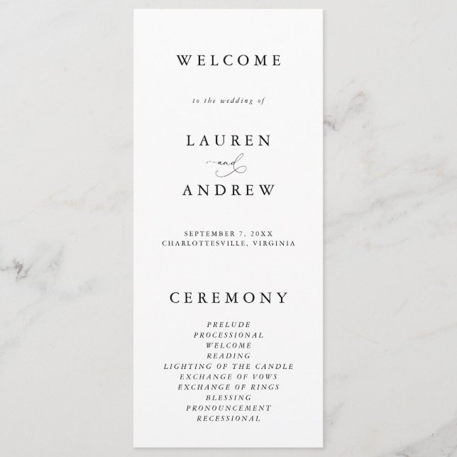 Programa Boda Minimalista elegante blanco y negro (Anverso)