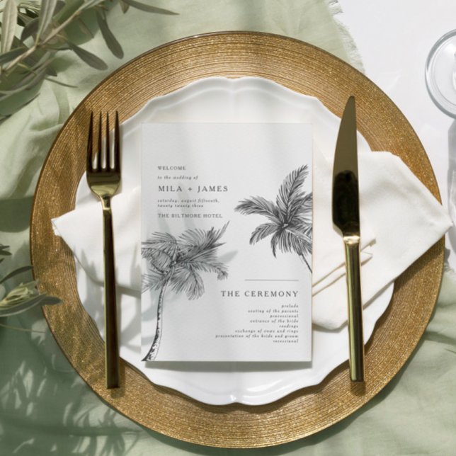 Programa Boda Minimalista tropical moderno (Our elegant modern minimal wedding program is fully color customizable.)