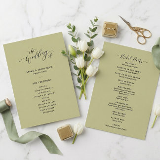 Programa Boda minimalista y chic en verde salvia