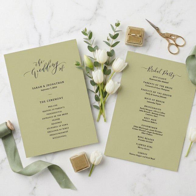 Programa Boda minimalista y chic en verde salvia (Subido por el creador)