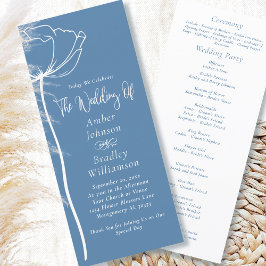Programa Boda Mínimo Dusty Blue Floral Blanco Moderno