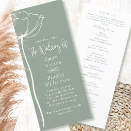 Programa Boda Mínimo Moderno de Floral Blanca Verde Sage