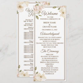 Programa Boda moderna con marco floral rosa blanco