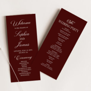 Programa Boda moderna elegante de burgundy oscuro