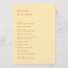 Programa Boda moderno amarillo de mantequilla minimalista