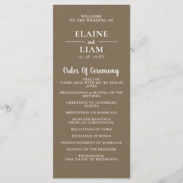 Programa Boda moderno de caligrafía simple de color marrón