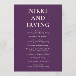 Programa Boda moderno Purple de fuentes negrita limpias