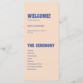 Programa Boda moderno retro y negrita azul beige