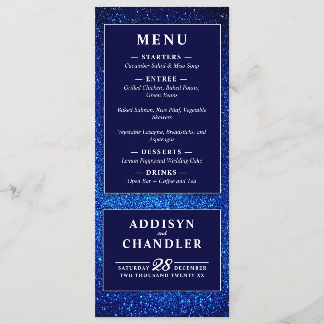 Programa Boda moderno simple y elegante blanco y azul de la (Anverso)