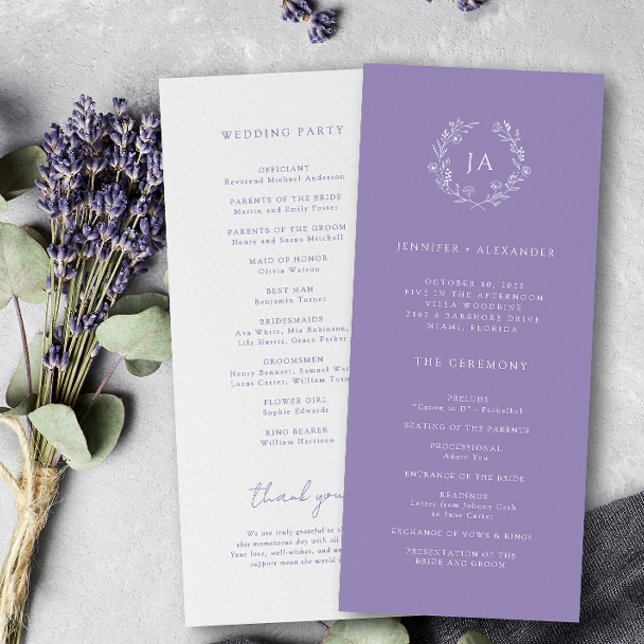 Programa Boda Monograma de Lavender (Subido por el creador)