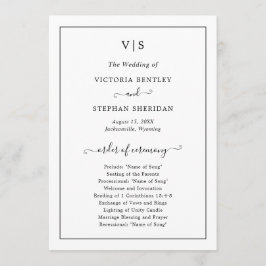 Programa Boda monograma tradicional simple y elegante