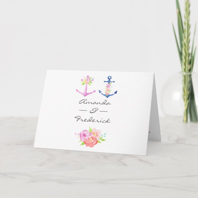 Programa Boda náutica floral acuarela (Anverso)