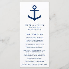 Programa Boda Nautical Anchor Navy Blue Elegant Wedding